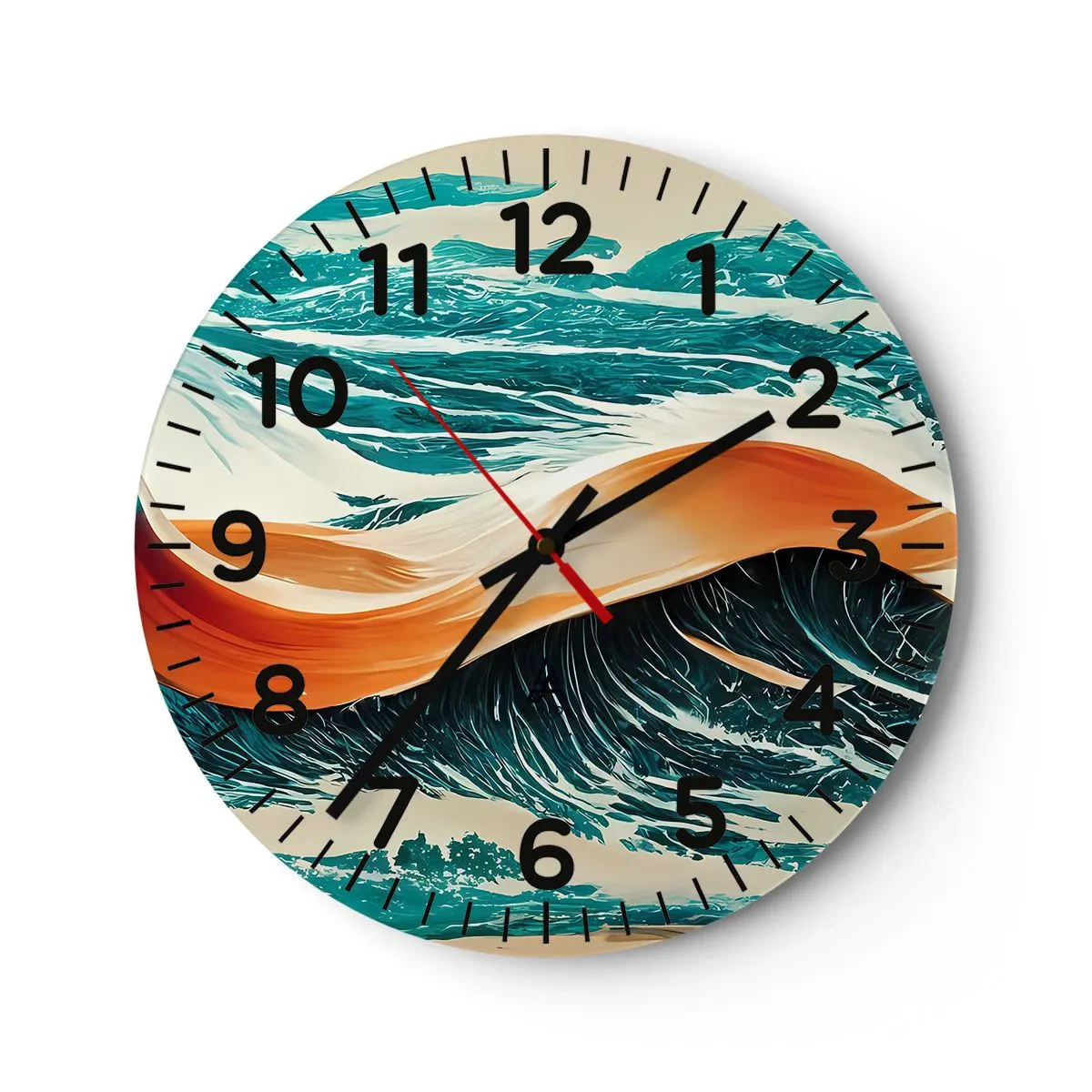 Reloj de pared - Reloj de vidrio - El sueño de un surfista - 40x40 cm