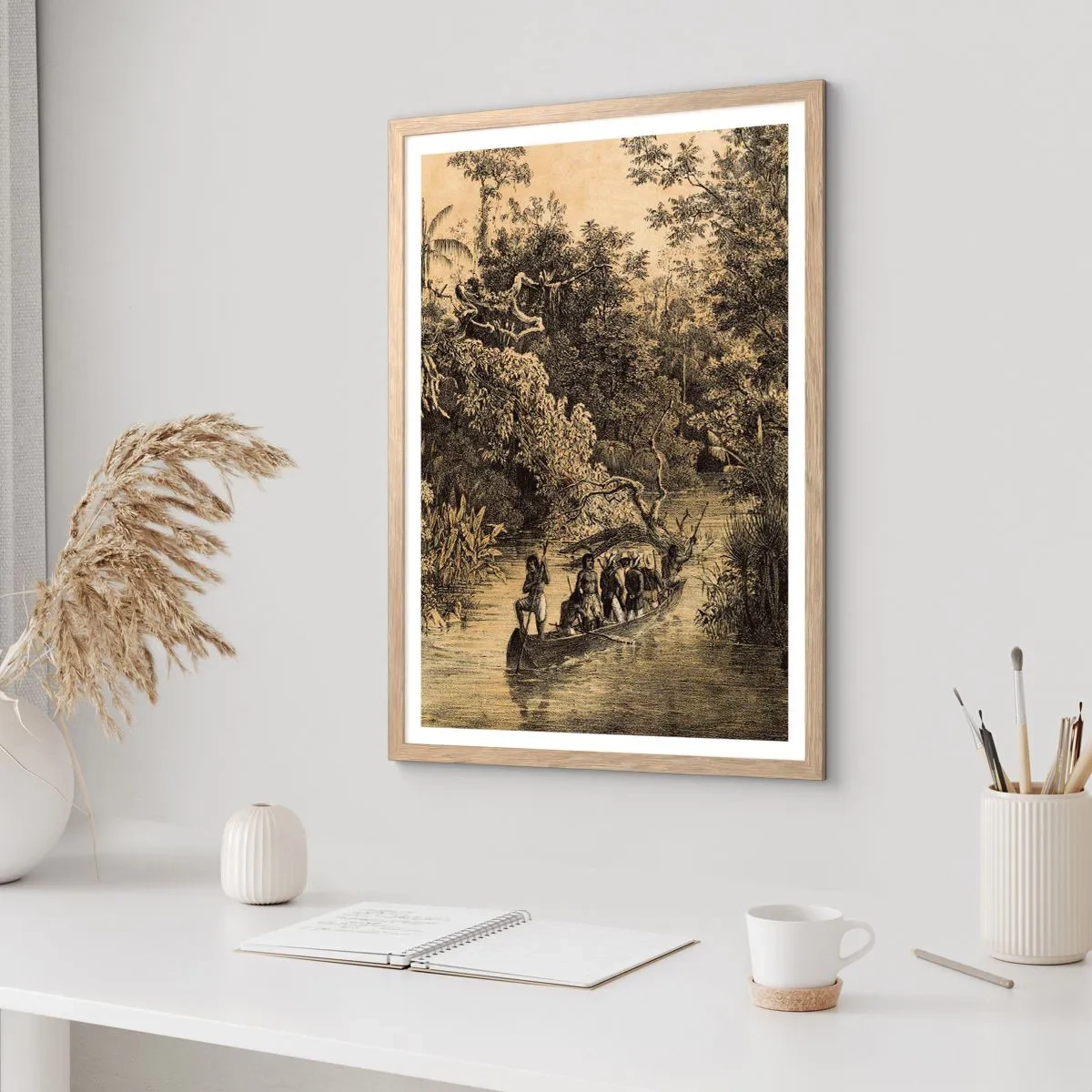 Póster en marco roble claro - Expedición a la fuente - 61x91 cm