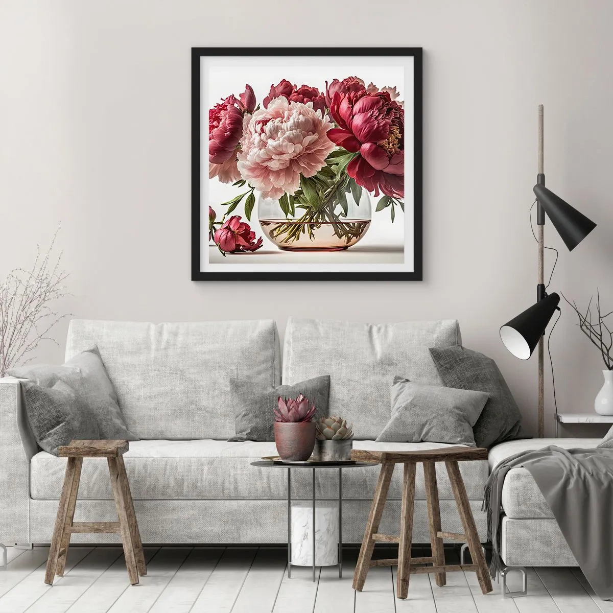 Póster en marco negro - En plena floración de la belleza - 30x30 cm