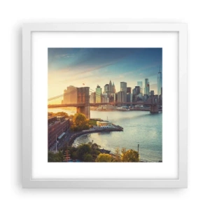 Póster en marco blanco - El amanecer de la gran ciudad - 30x30 cm