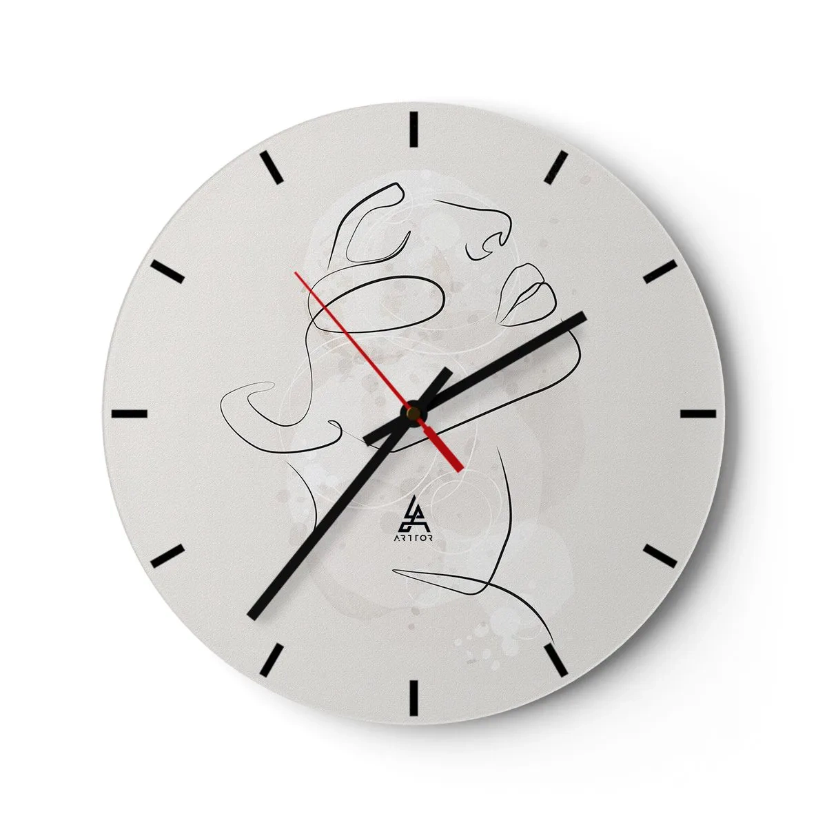 Reloj de pared - Reloj de vidrio - Una bailarina en un salto dinámico con la tela volando. - 30x30cm - Contorno de un sueño - Decoración de pared moderna para salón, cocina y dormitorio ARTTOR