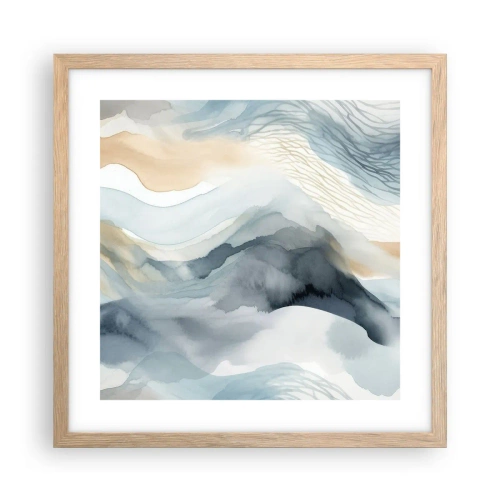 Póster en marco roble claro - Abstracción de nieve y niebla - 40x40 cm
