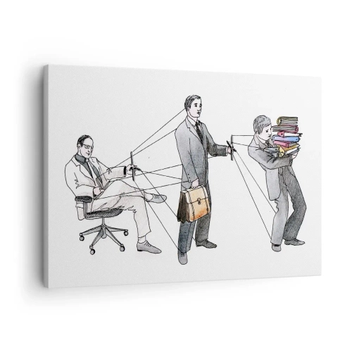 Cuadro sobre lienzo - Impresión de Imagen - Una ilustración que muestra personas controladas como marionetas. - 70x50cm - Cada cual tiene su señor - Decoración de pared moderna para salón y dormitorio ARTTOR