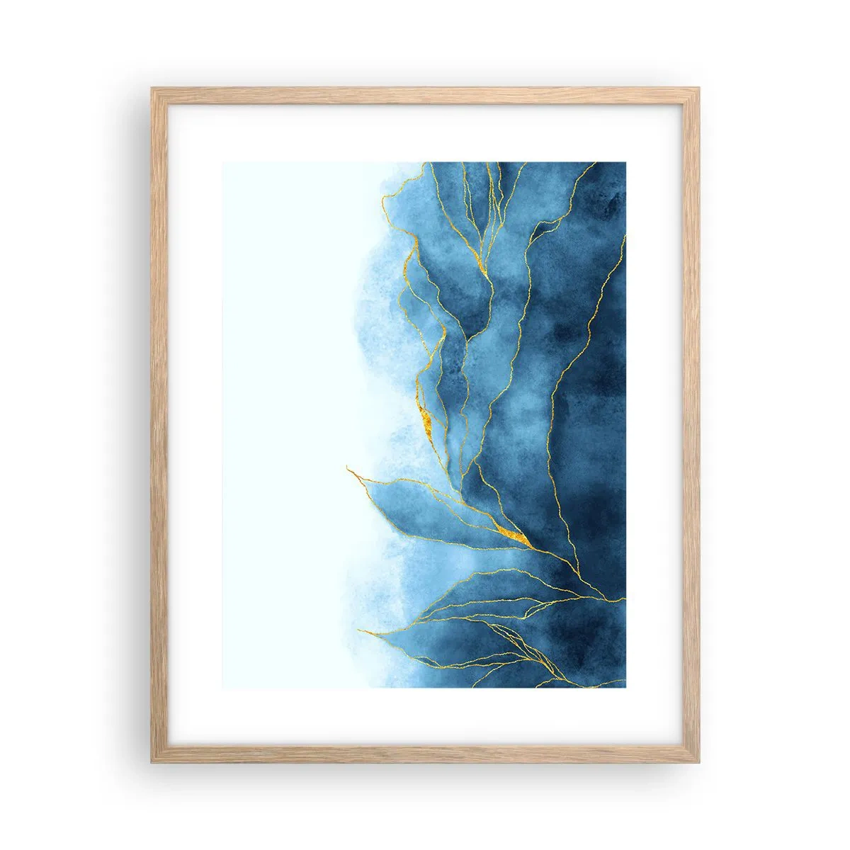 Póster en marco roble claro - Oro y azul - 40x50 cm