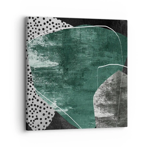 Cuadro sobre lienzo - Impresión de Imagen - Abstracción colorista con un copo de oro - 30x30 cm