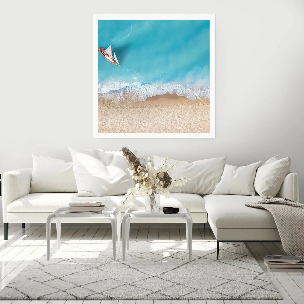 Póster - Frontera celeste y dorada - 60x60 cm