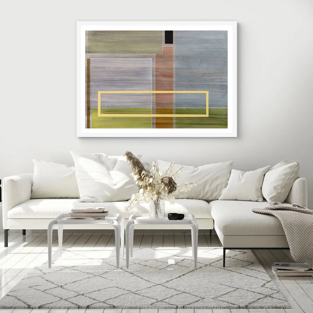 Póster en marco blanco - Recto y tranquilo - 91x61 cm