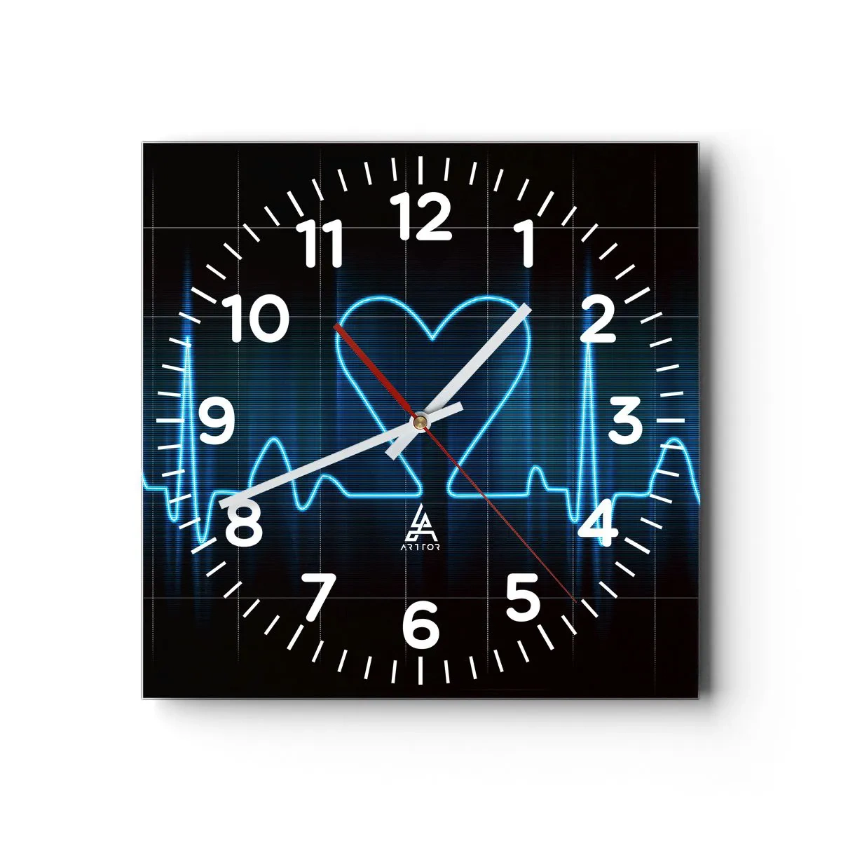 Reloj de pared - Reloj de vidrio - El ritmo del corazón - 40x40 cm