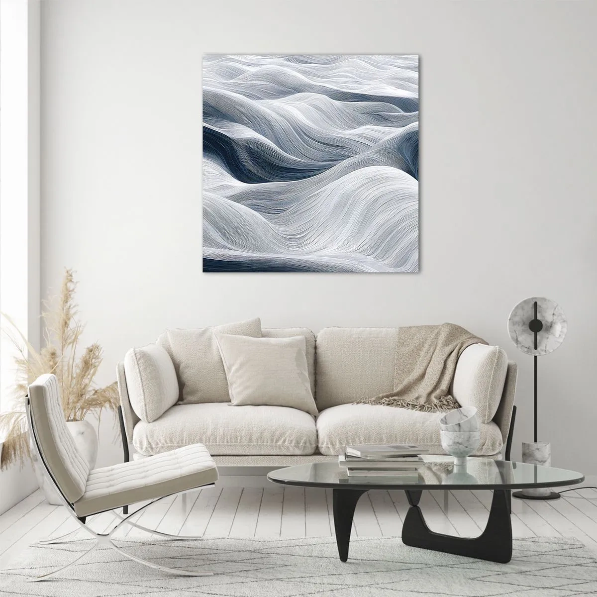 Cuadro sobre vidrio - Impresiones sobre Vidrio - Olas blancas y azules - 60x60 cm