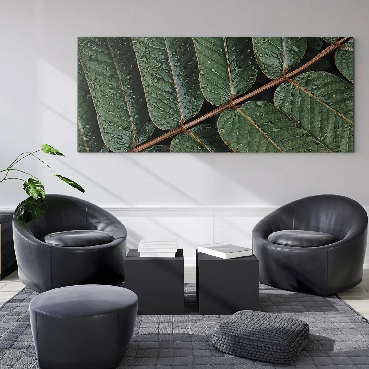 Cuadro sobre vidrio - Impresiones sobre Vidrio - En un ritmo verde - 100x40 cm
