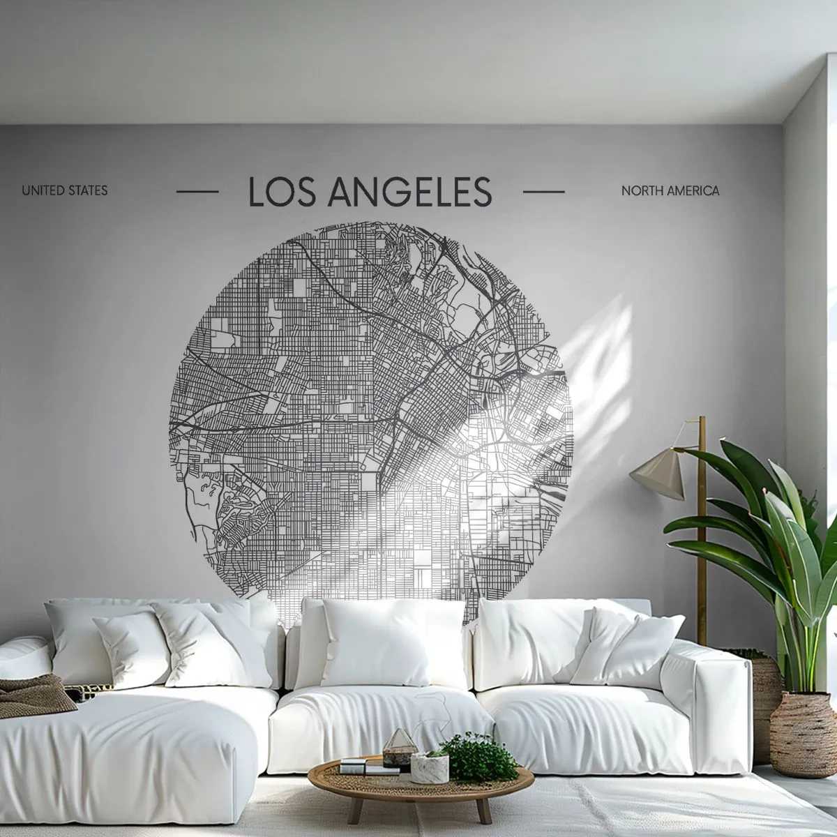 Fotomural Premium Sand - Anatomía de Los Ángeles - Mapa, los Angeles, EE.UU - 100x70 cm
