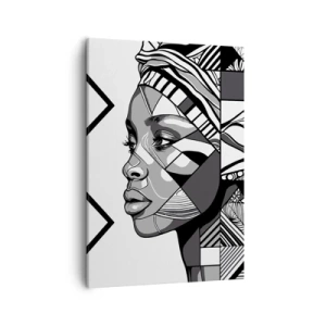 Cuadro sobre lienzo - Impresión de Imagen - Retrato en blanco y negro de una mujer en estilo étnico. - 50x70cm - Retrato étnico - Decoración de pared moderna para salón y dormitorio ARTTOR