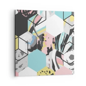 Cuadro sobre lienzo - Impresión de Imagen - Hexágonos y cubos en seis colores - 60x60 cm