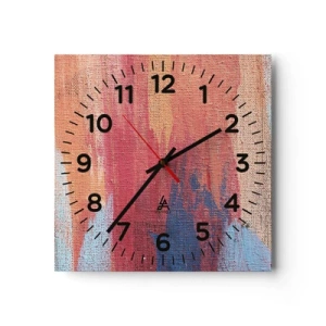 Reloj de pared - Reloj de vidrio - Trazos de arco iris - 40x40 cm