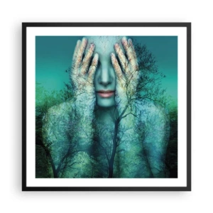 Póster en marco negro - Sumergida en azul - 60x60 cm