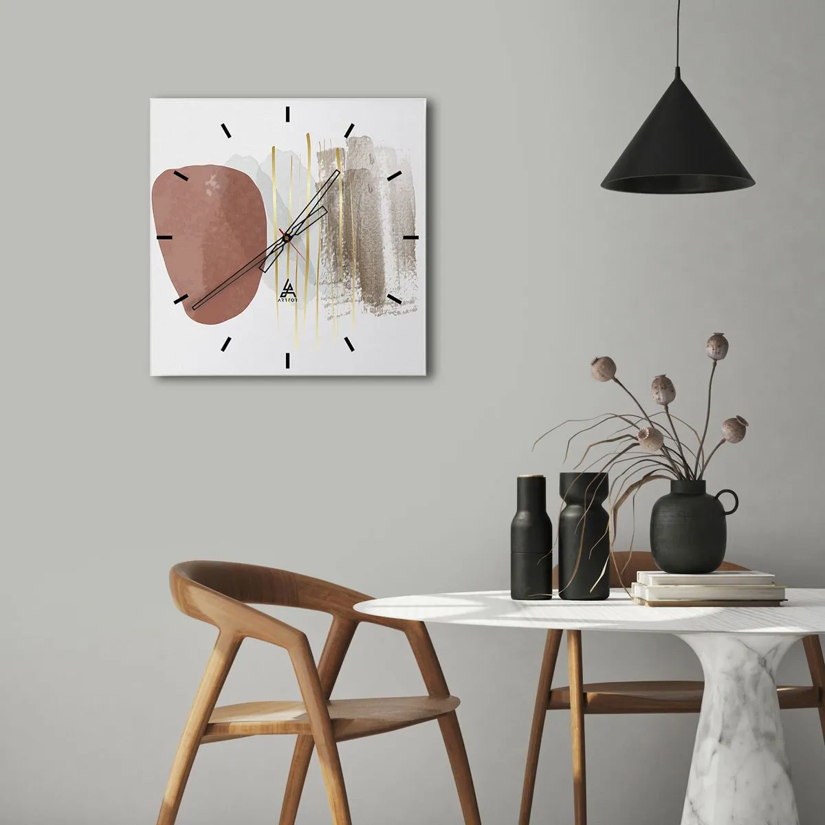 Reloj de pared - Reloj de vidrio - Una columnata abstracta - 40x40 cm