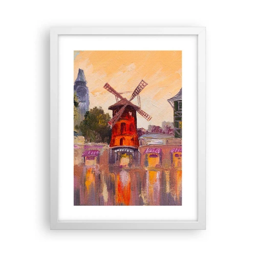 Póster en marco blanco - Iconos parisinos - Moulin Rouge - 30x40 cm