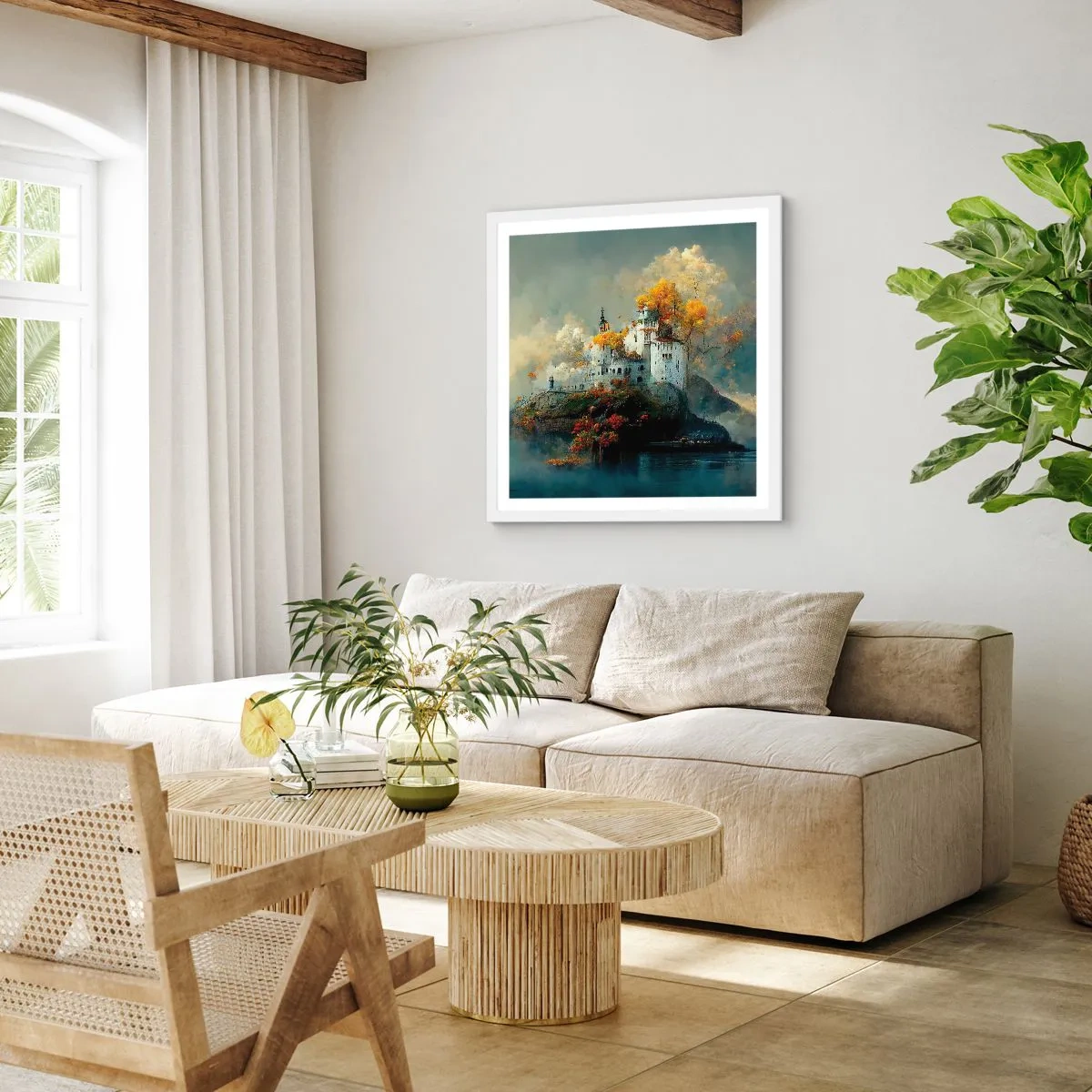 Póster en marco blanco - El comienzo de una historia romántica - 40x40 cm