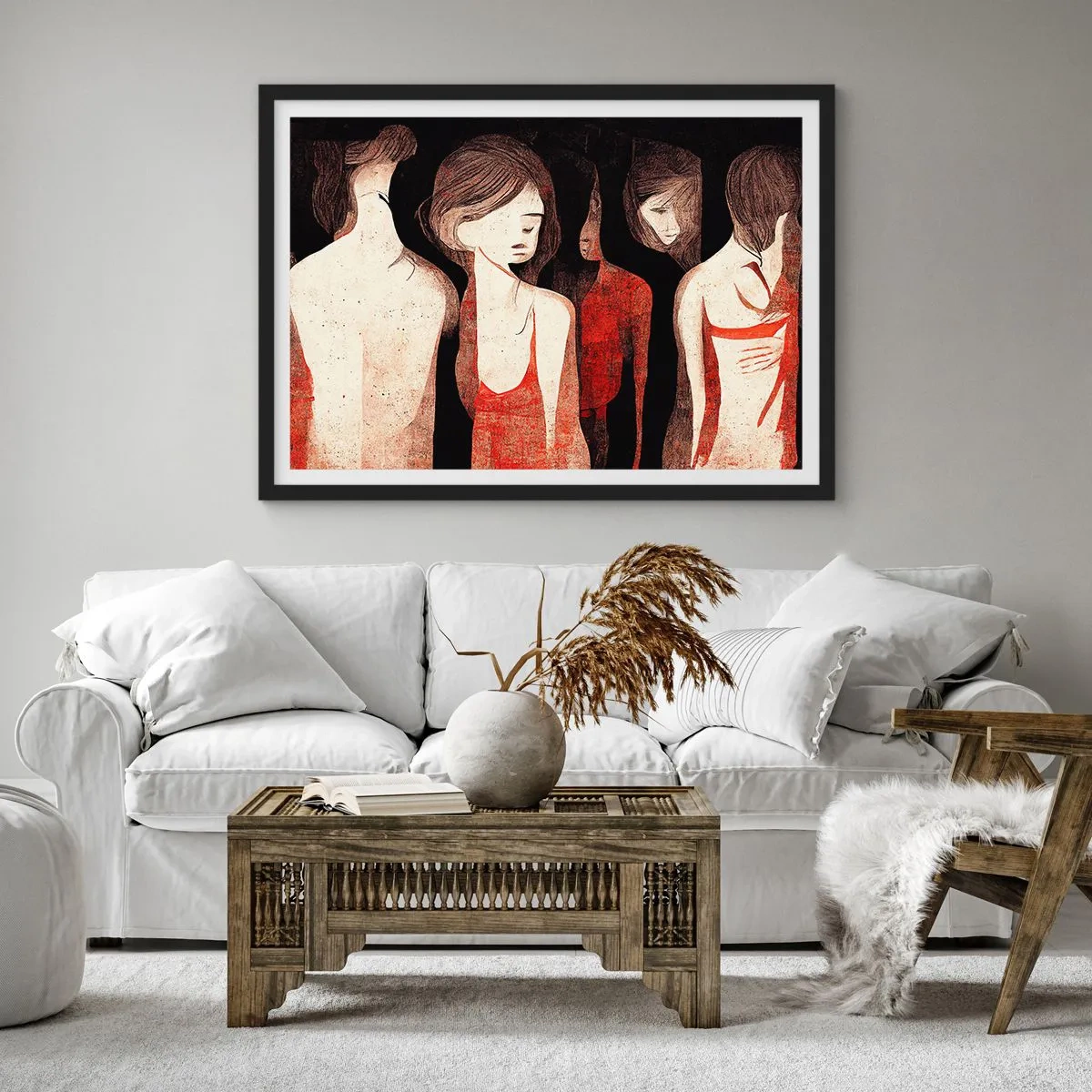 Póster en marco negro - Figuras artísticas en una composición abstracta - 70x50cm - Madonnas de la oscuridad - Decoración de pared moderna para salón y dormitorio ARTTOR