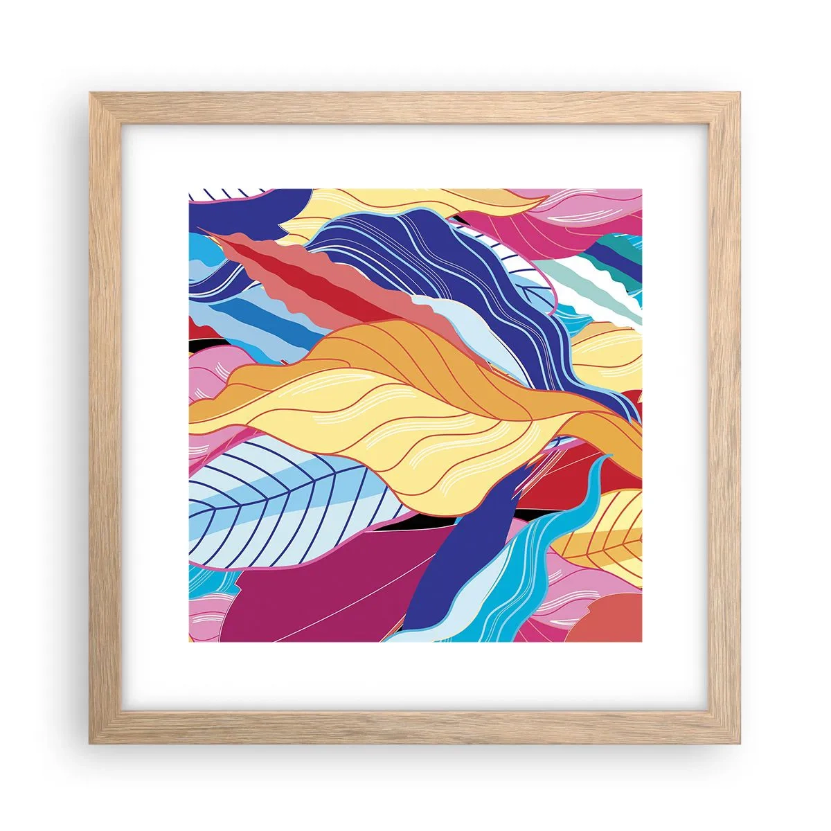 Póster en marco roble claro - Desorden colorido - 30x30 cm
