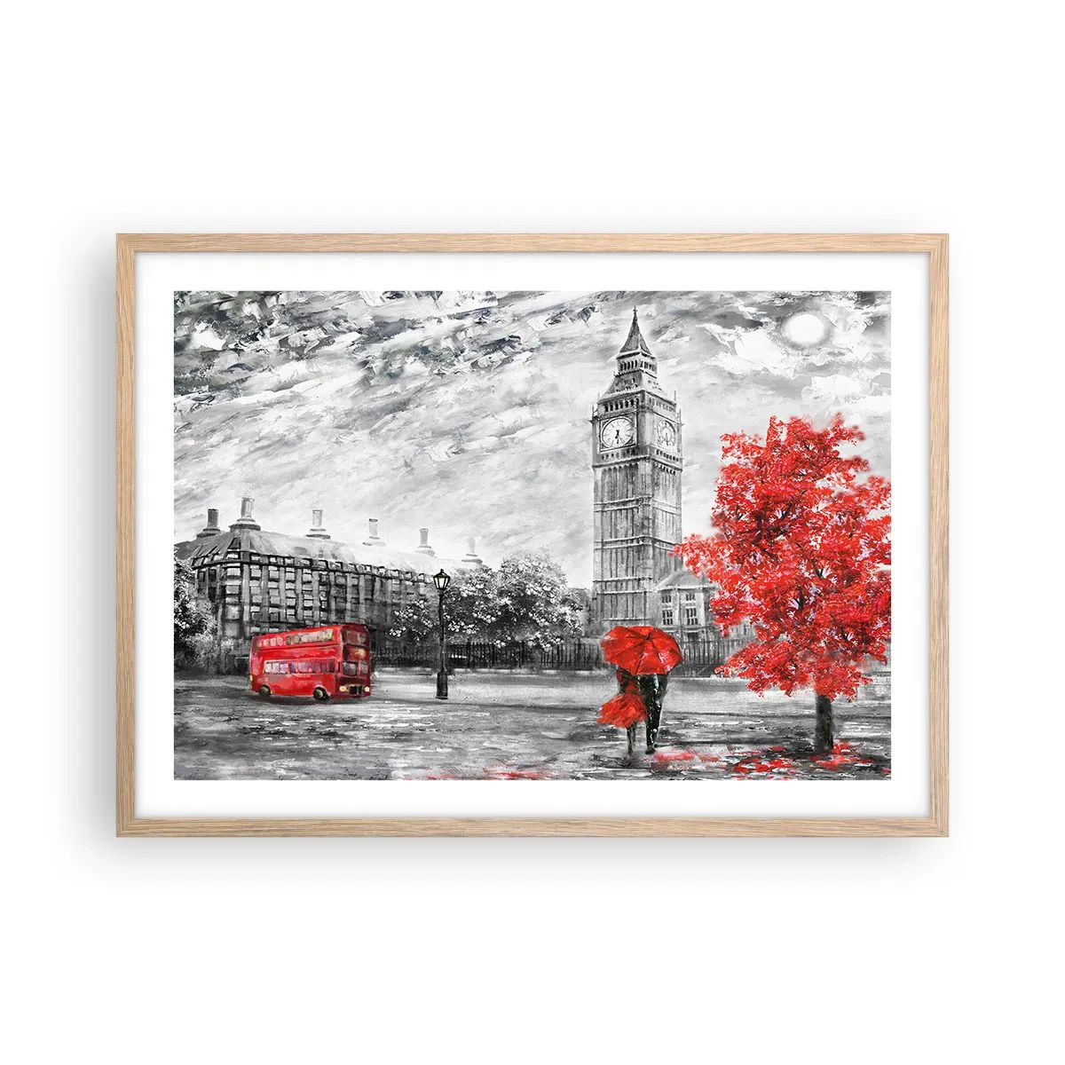 Póster en marco roble claro - Un día emocionante - 70x50 cm