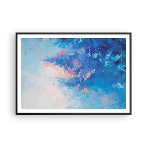 Póster en marco negro - Composición abstracta en tonos azules y rosas. - 100x70cm - Abstracción invernal - Decoración de pared moderna para salón y dormitorio ARTTOR