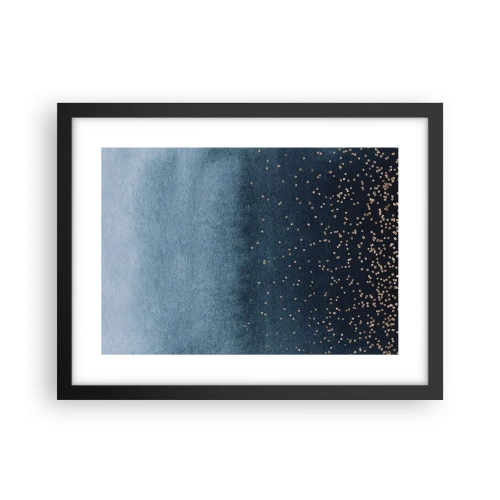 Póster en marco negro - Composición - fases azules - 40x30 cm