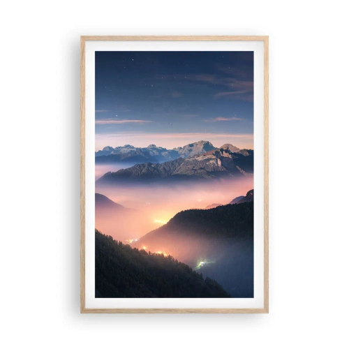 Póster en marco roble claro - Luz en los valles - 61x91 cm