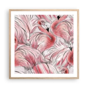 Póster en marco roble claro - Ballet de aves - 60x60 cm