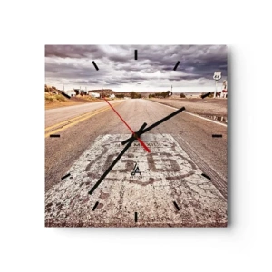 Reloj de pared - Reloj de vidrio - Mother Road: una leyenda americana - 40x40 cm