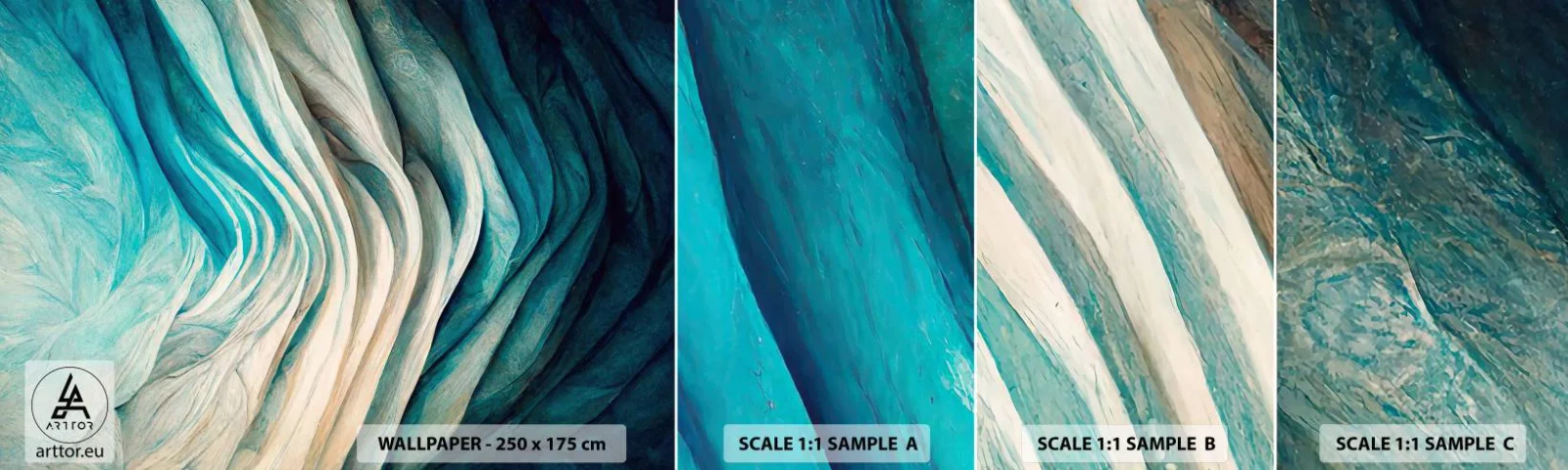 Muestra De Fotomural Standard Eco - Azul insaciable - Pedazo, 3D, Abstracción - 100x30 cm