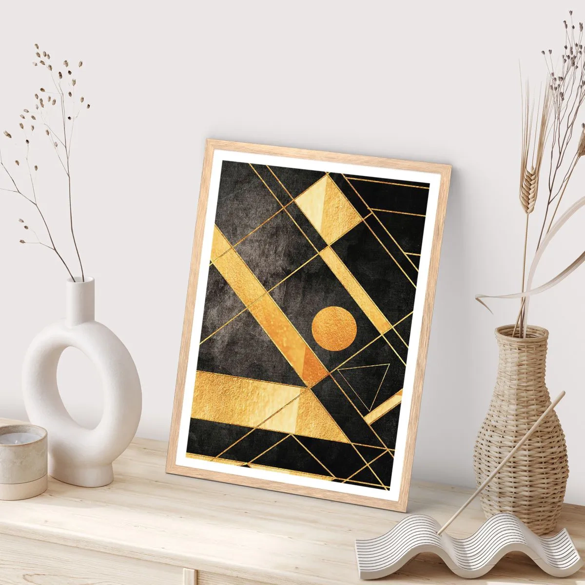 Póster en marco roble claro - Sol del desierto - 50x70 cm