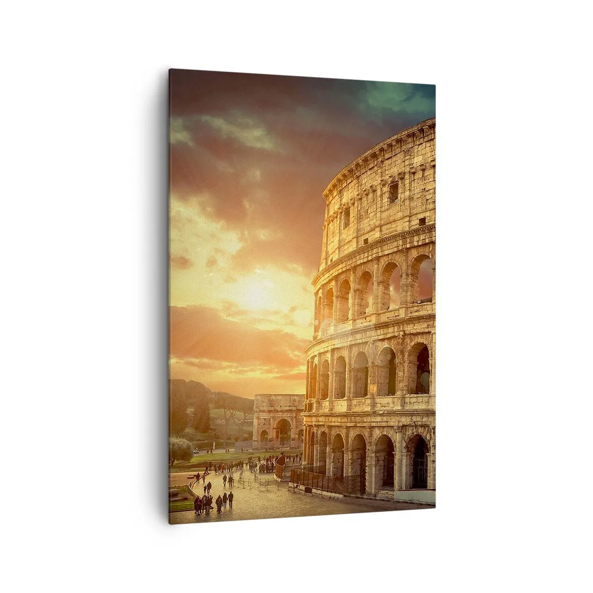 Cuadro sobre lienzo - Impresión de Imagen - El Coliseo de Roma al atardecer - 80x120cm - Una impresión colosal - Decoración de pared moderna para salón y dormitorio ARTTOR