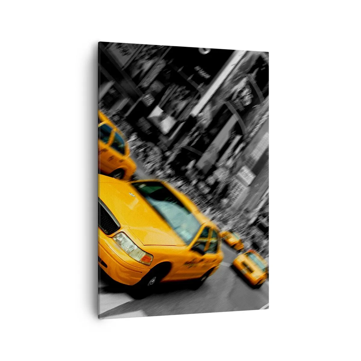 Cuadro sobre lienzo - Impresión de Imagen - Taxis amarillos en una intersección concurrida de la ciudad - 70x100cm - El sol cae sobre Nueva York - Decoración de pared moderna para salón y dormitorio ARTTOR