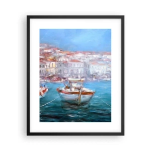 Póster en marco negro - Bahía italiana - 40x50 cm