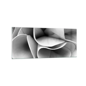 Cuadro sobre vidrio - Impresiones sobre Vidrio - Detalles en blanco y negro de formas abstractas. - 120x50cm - Sucede en el espacio - Decoración de pared moderna para salón y dormitorio ARTTOR