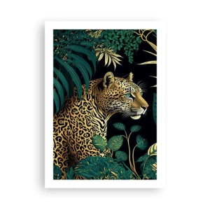Póster - Leopardo dorado en la selva tropical - 50x70cm - El anfitrión en la jungla - Decoración de pared moderna para salón y dormitorio ARTTOR