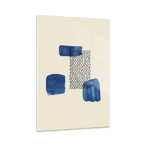 Cuadro sobre vidrio - Impresiones sobre Vidrio - Abstracción moderna con acentos azules. - 50x70cm - Un cuarteto abstracto - Decoración de pared moderna para salón y dormitorio ARTTOR