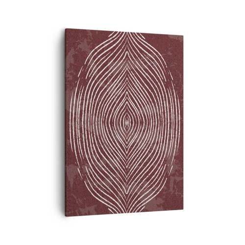 Cuadro sobre lienzo - Impresión de Imagen - Ondas simétricas en líneas blancas sobre un fondo marrón - 50x70cm - El espacio habla - Decoración de pared moderna para salón y dormitorio ARTTOR