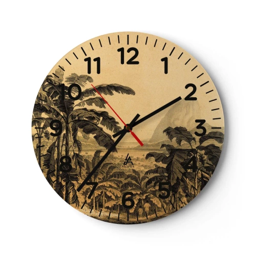 Reloj de pared - Reloj de vidrio - En un ambiente colonial - 40x40 cm