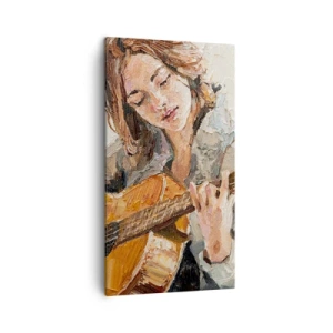 Cuadro sobre lienzo - Impresión de Imagen - Concierto de guitarra y corazón joven - 45x80 cm