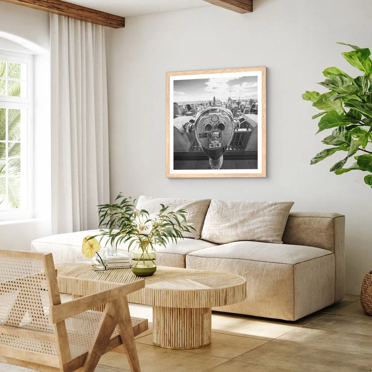Póster en marco roble claro - Sobre la ciudad - 30x30 cm