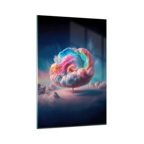 Cuadro sobre vidrio - Impresiones sobre Vidrio - Una nube en forma de espiral con colores pastel en el cielo. - 80x120cm - El sueño de un parque de atracciones - Decoración de pared moderna para salón y dormitorio ARTTOR
