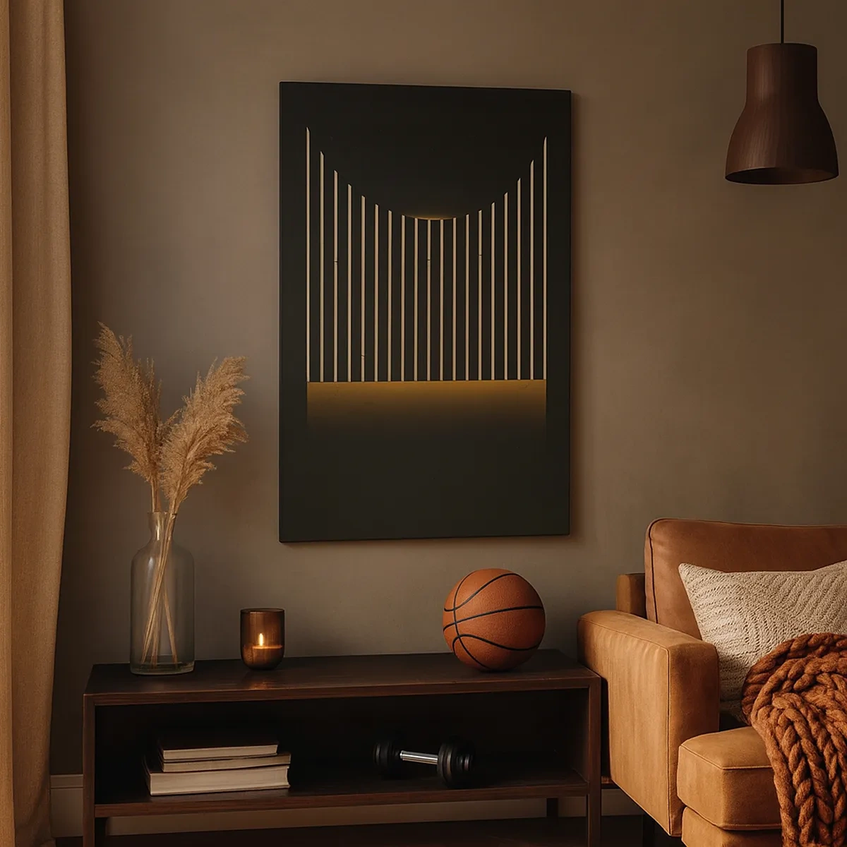 Cuadro sobre lienzo - Impresión de Imagen - Patrón geométrico con rayas sobre fondo oscuro. - 50x70cm - Explorar la oscuridad - Decoración de pared moderna para salón y dormitorio ARTTOR