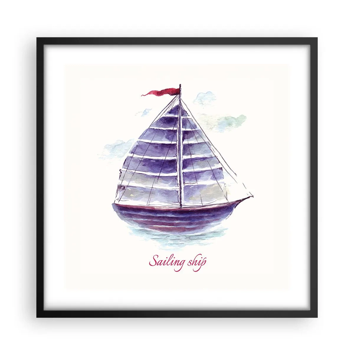 Póster en marco negro - Velas izadas y aguas tranquilas - 50x50 cm