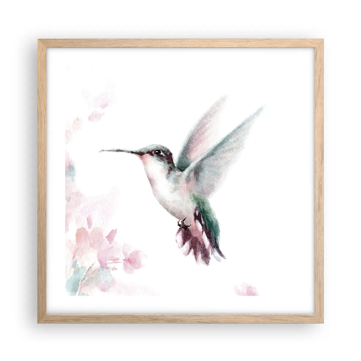 Póster en marco roble claro - Plasmando el aleteo - 50x50 cm