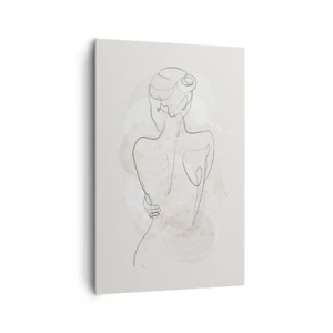 Cuadro sobre lienzo - Impresión de Imagen - Un boceto minimalista de una silueta femenina sobre un fondo claro. - 80x120cm - Como un cuerpo sensible - Decoración de pared moderna para salón y dormitorio ARTTOR
