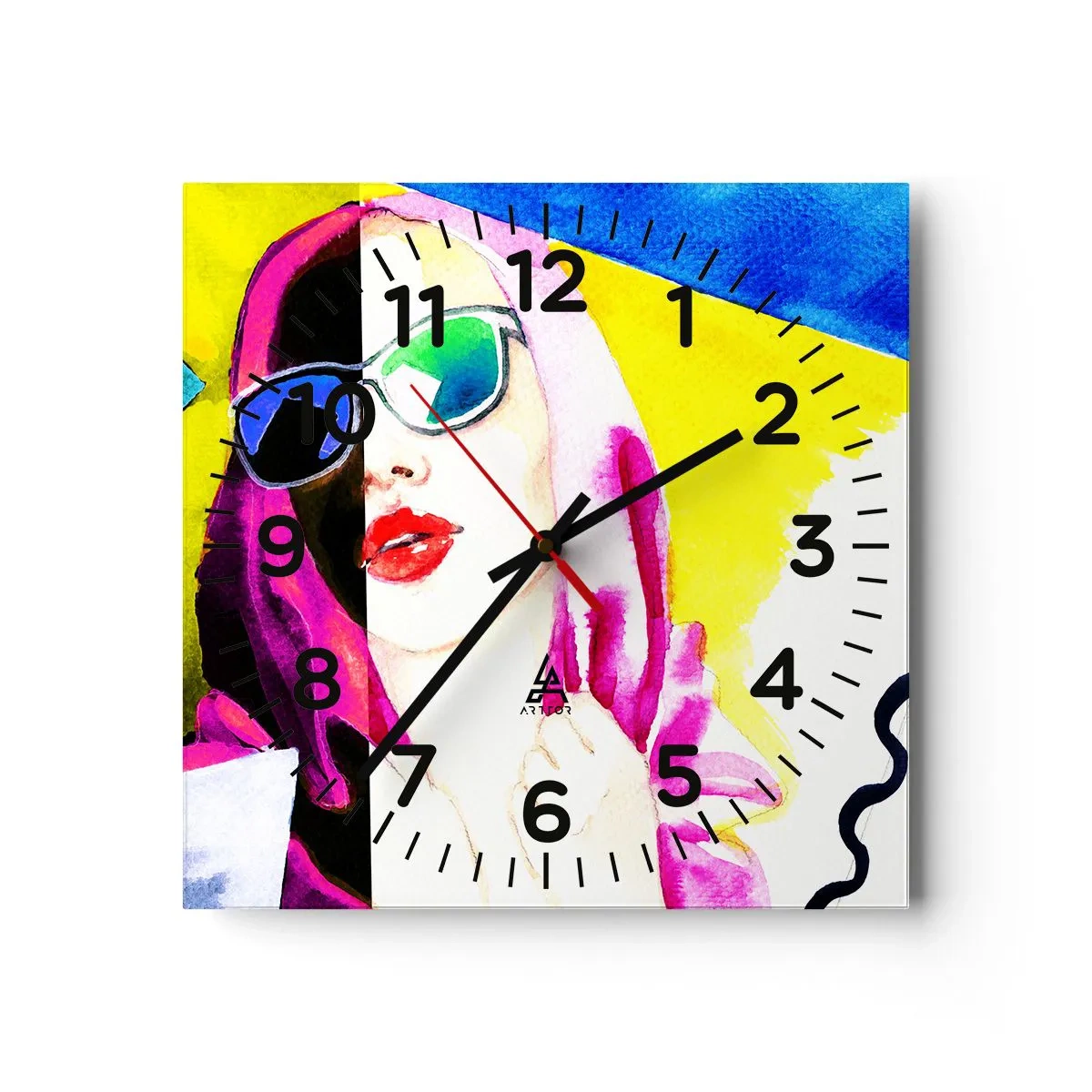 Reloj de pared - Reloj de vidrio - Contrastes - 30x30 cm