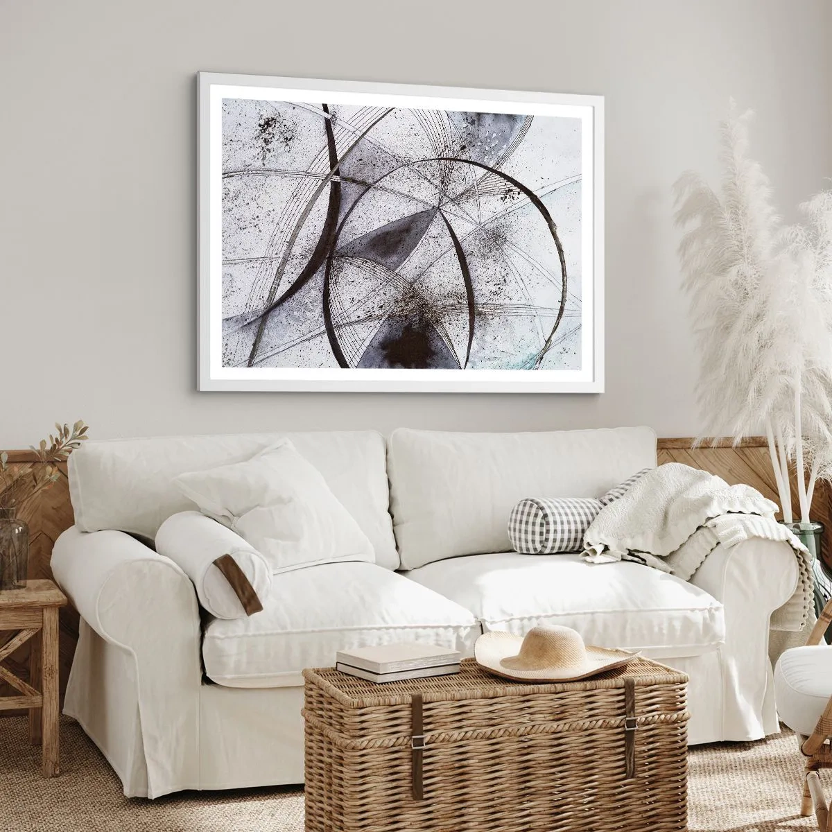 Póster en marco blanco - Fantasía futurista - 91x61 cm