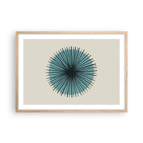 Póster en marco roble claro - Radiante en azul - 70x50 cm